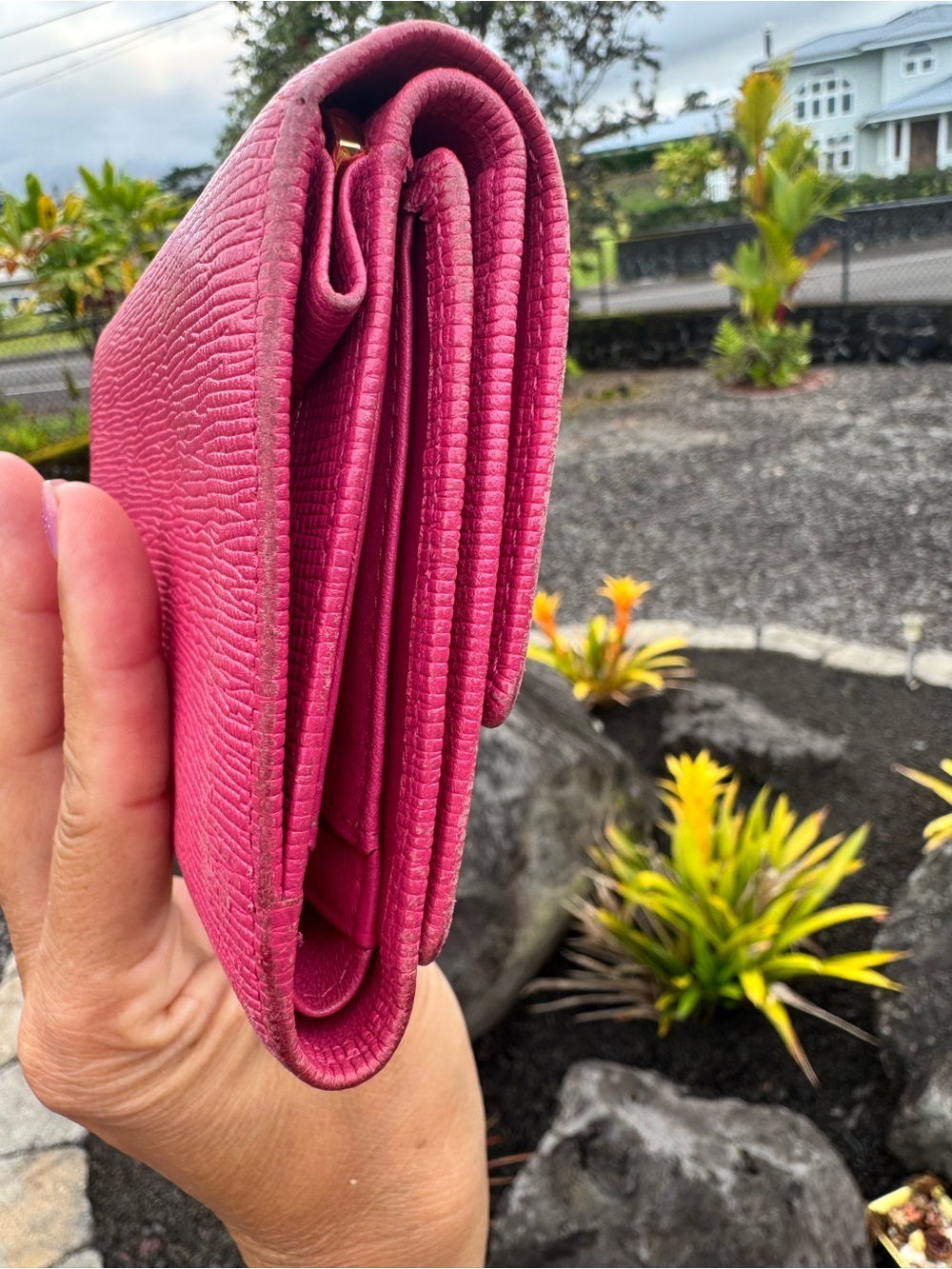 MCM Hot Pink Leather Trifold Wallet Charm Detail with COA - Picture 9 of 16